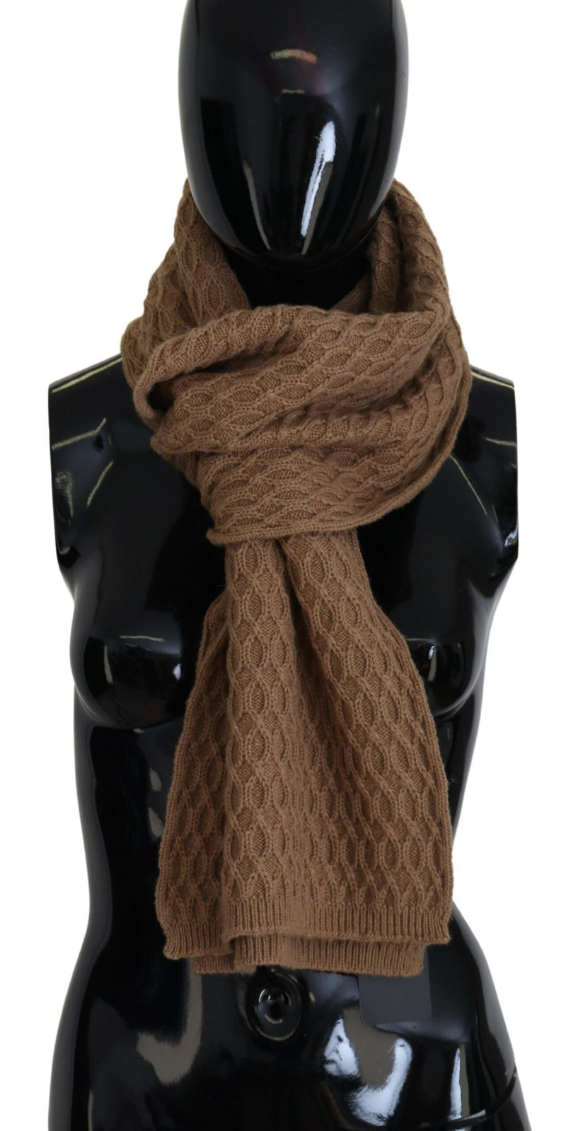 Dark Brown Wrap Shawl Knitted Camel Scarf-Dolce & Gabbana-LabelTerrace.com