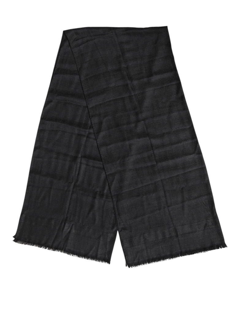 Dark Gray Cashmere Fringes Neck Warmer Scarf-Dolce & Gabbana-LabelTerrace.com