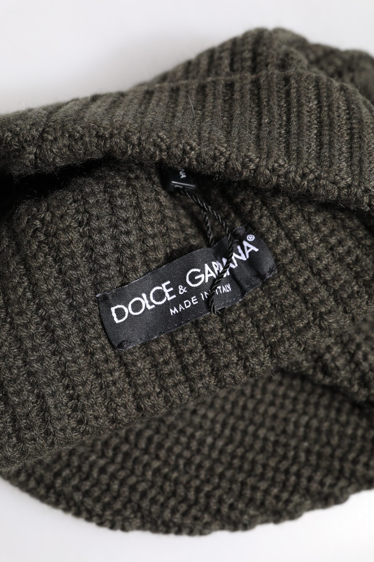 Dark Gray Cashmere Knit Winter Beanie Hat-Dolce & Gabbana-LabelTerrace.com
