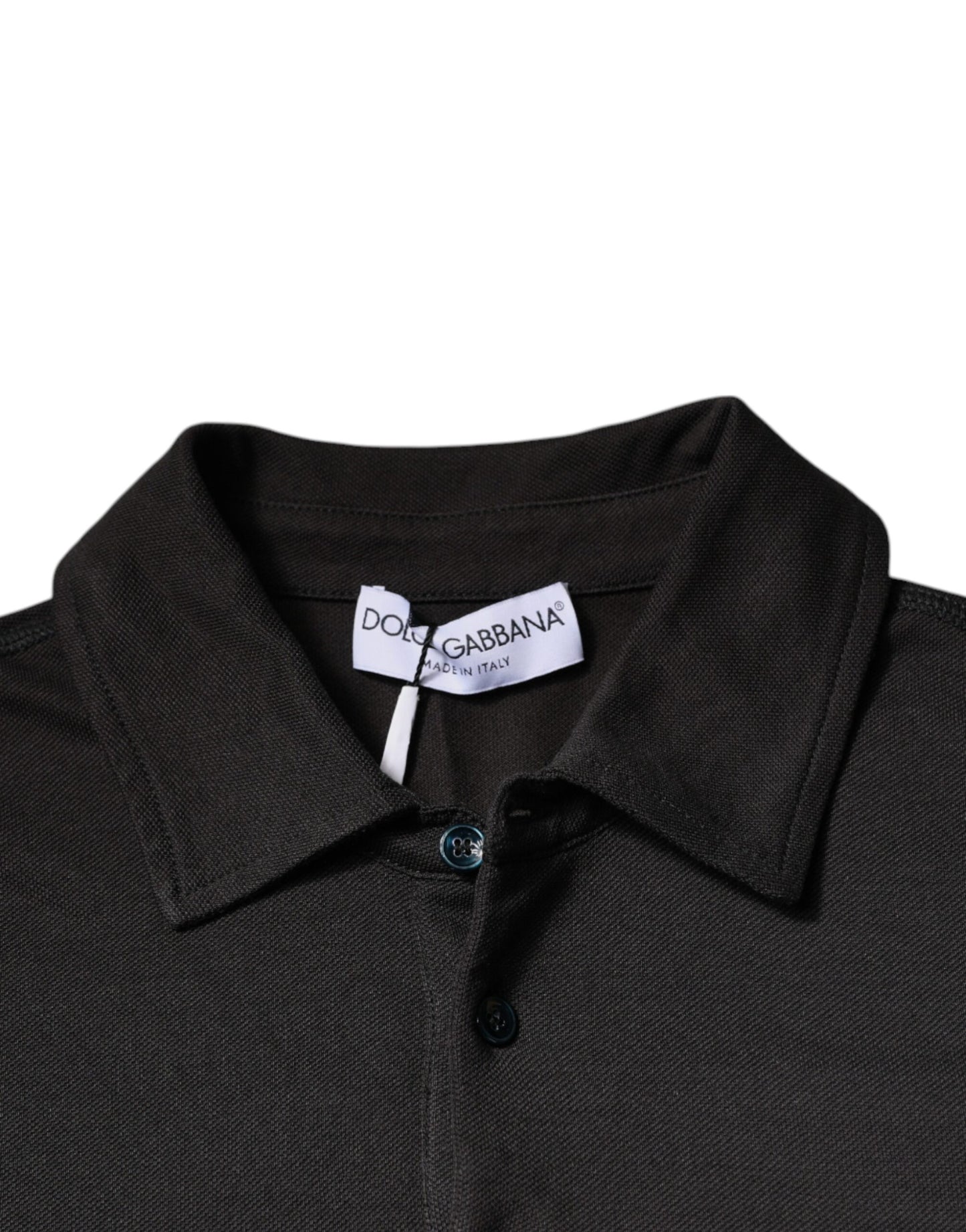 Dark Gray Collared Short Sleeves Polo T-shirt-Dolce & Gabbana-LabelTerrace.com