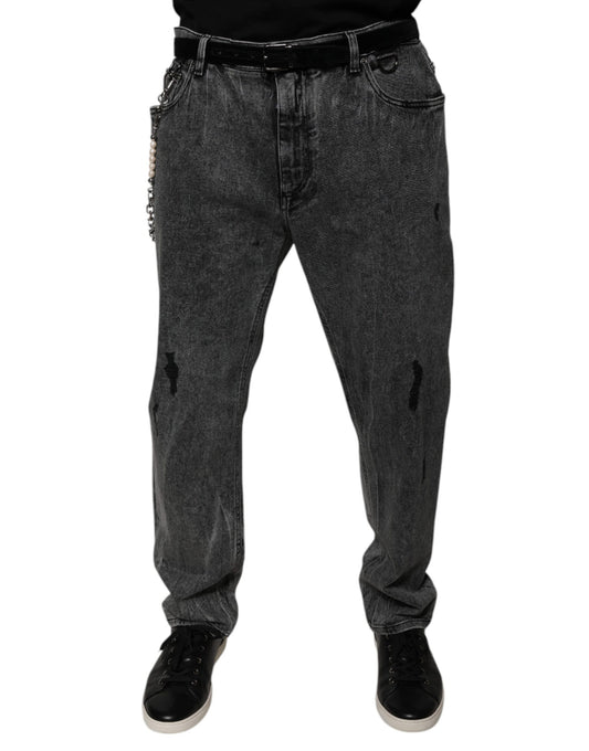 Dark Gray Cotton Skinny Denim Jeans-Dolce & Gabbana-LabelTerrace.com