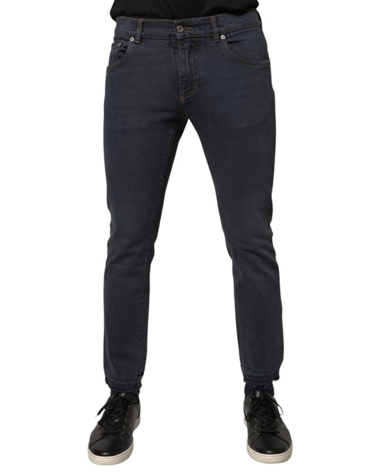 Dark Gray Cotton Skinny Denim Jeans-Dolce & Gabbana-LabelTerrace.com