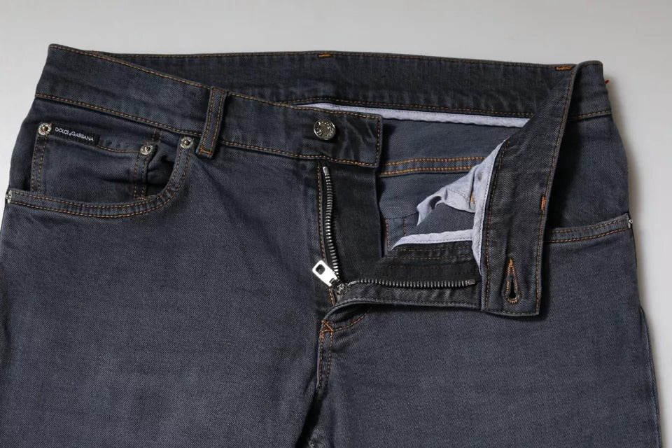 Dark Gray Cotton Skinny Denim Jeans-Dolce & Gabbana-LabelTerrace.com