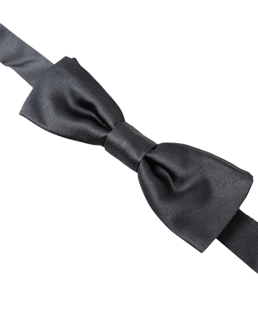 Dark Gray Silk Adjustable Neck Men Papillon Bow Tie-Dolce & Gabbana-LabelTerrace.com