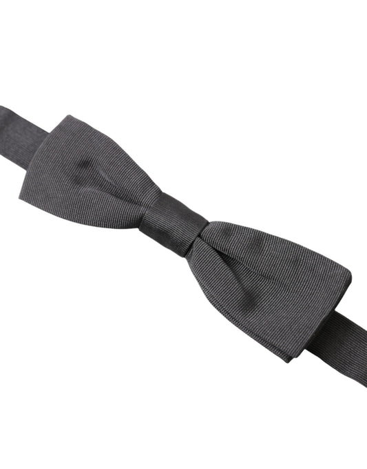 Dark Gray Silk Adjustable Neck Men Papillon Bow Tie-Dolce & Gabbana-LabelTerrace.com