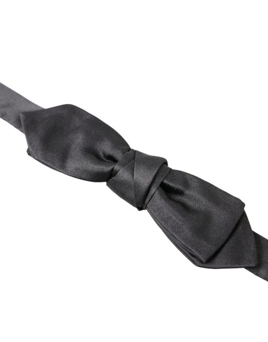Dark Gray Silk Adjustable Neck Men Papillon Bow Tie-Dolce & Gabbana-LabelTerrace.com