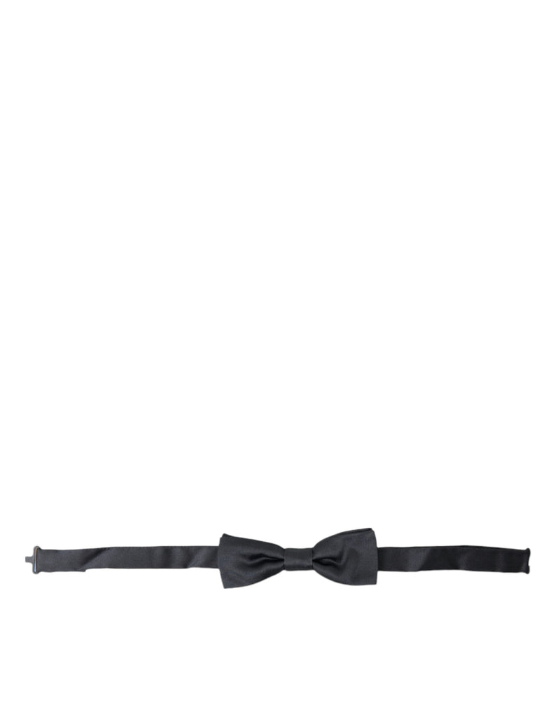Dark Gray Silk Adjustable Neck Men Papillon Bow Tie-Dolce & Gabbana-LabelTerrace.com