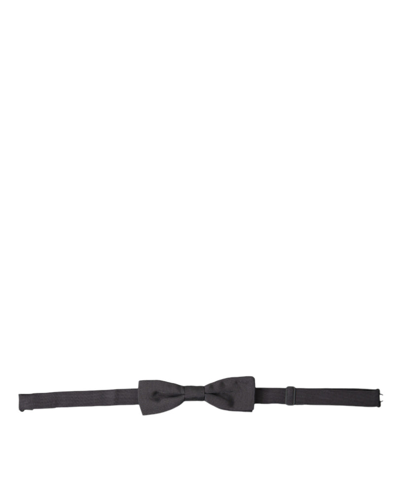 Dark Gray Silk Adjustable Neck Men Papillon Bow Tie-Dolce & Gabbana-LabelTerrace.com
