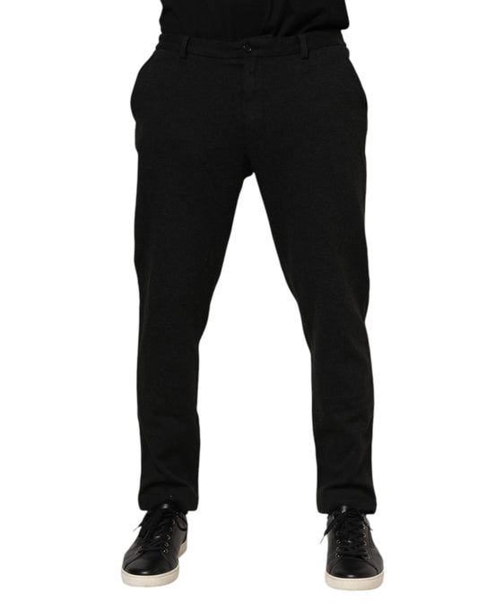 Dark Gray Viscose Dress Men Pants-Dolce & Gabbana-LabelTerrace.com