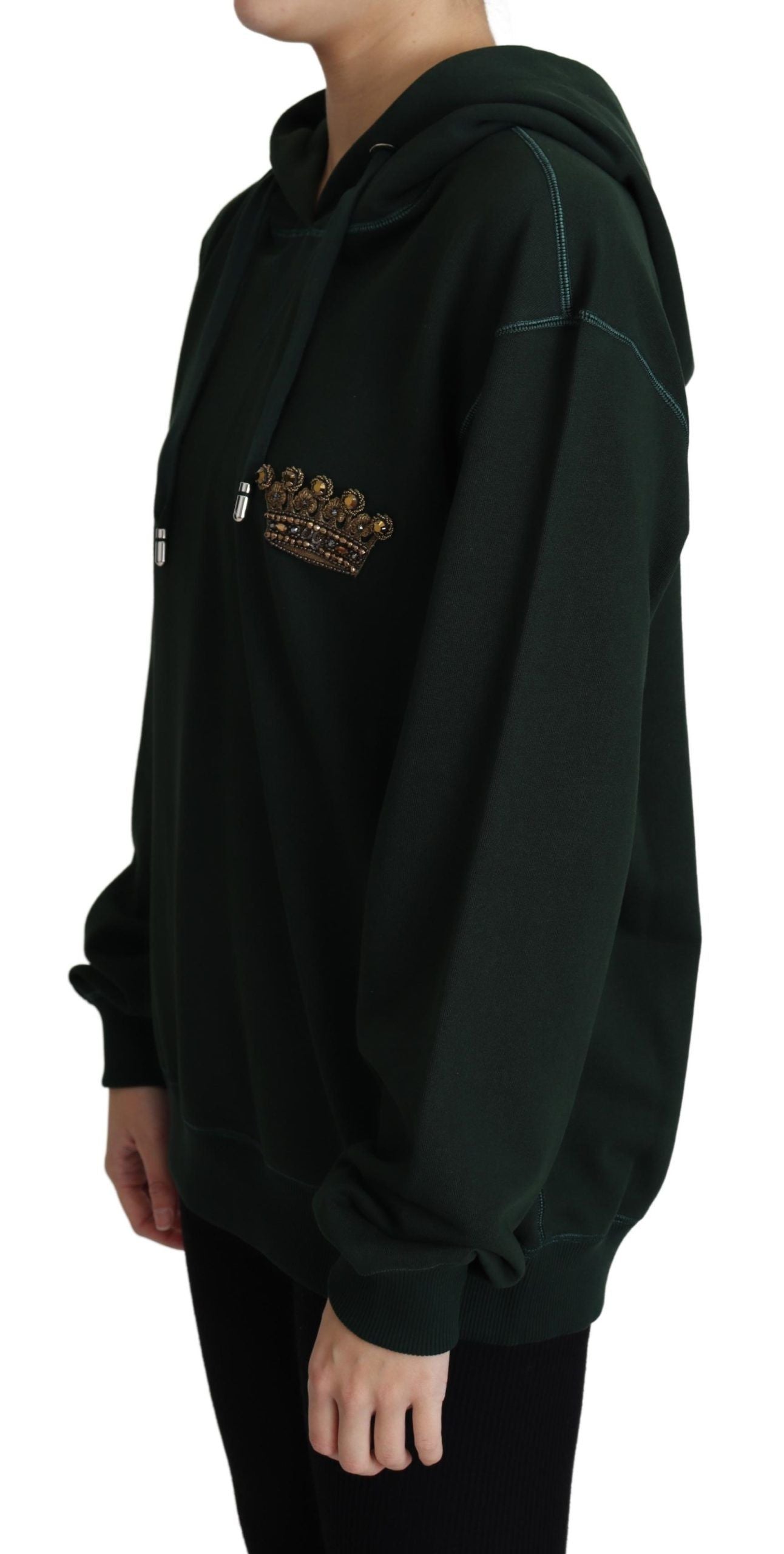 Dark Green Crown Embroidery Hoodie-Dolce & Gabbana-LabelTerrace.com