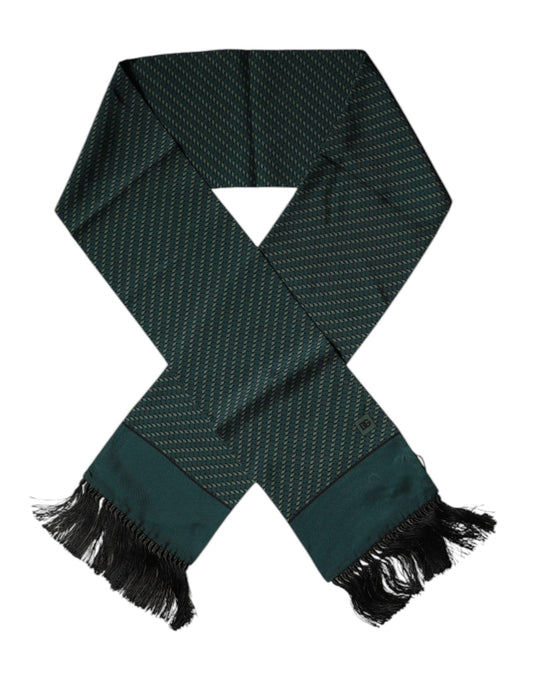 Dark Green Fantasy Fringes Neck Wrap Scarf-Dolce & Gabbana-LabelTerrace.com