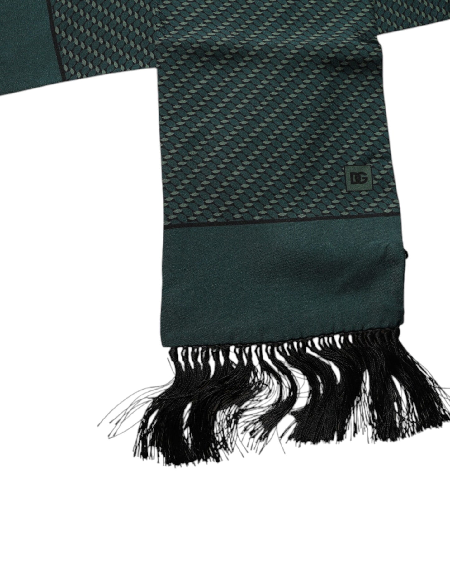 Dark Green Fantasy Fringes Neck Wrap Scarf-Dolce & Gabbana-LabelTerrace.com