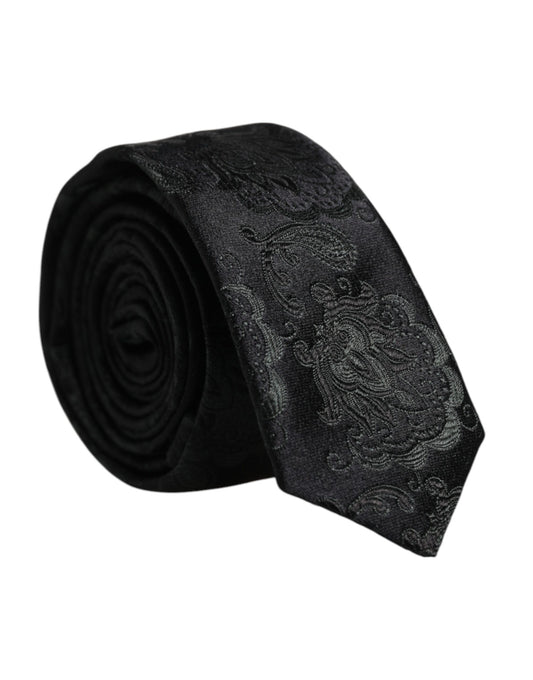 Dark Green Floral Silk Adjustable Necktie Tie-Dolce & Gabbana-LabelTerrace.com