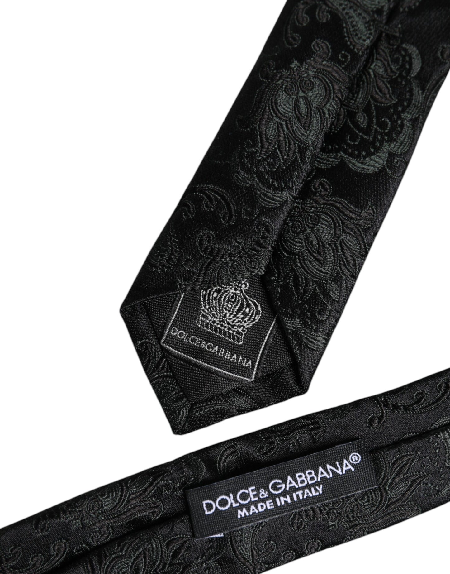 Dark Green Floral Silk Adjustable Necktie Tie-Dolce & Gabbana-LabelTerrace.com