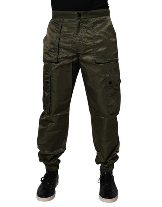 Dark Green Nylon Cargo Pants-Dolce & Gabbana-LabelTerrace.com