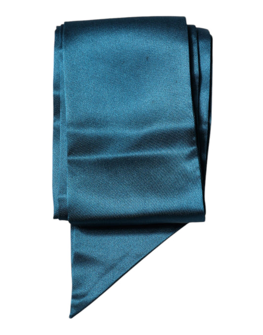 Dark Green Satin Silk Skinny Foulard Scarf-Dolce & Gabbana-LabelTerrace.com
