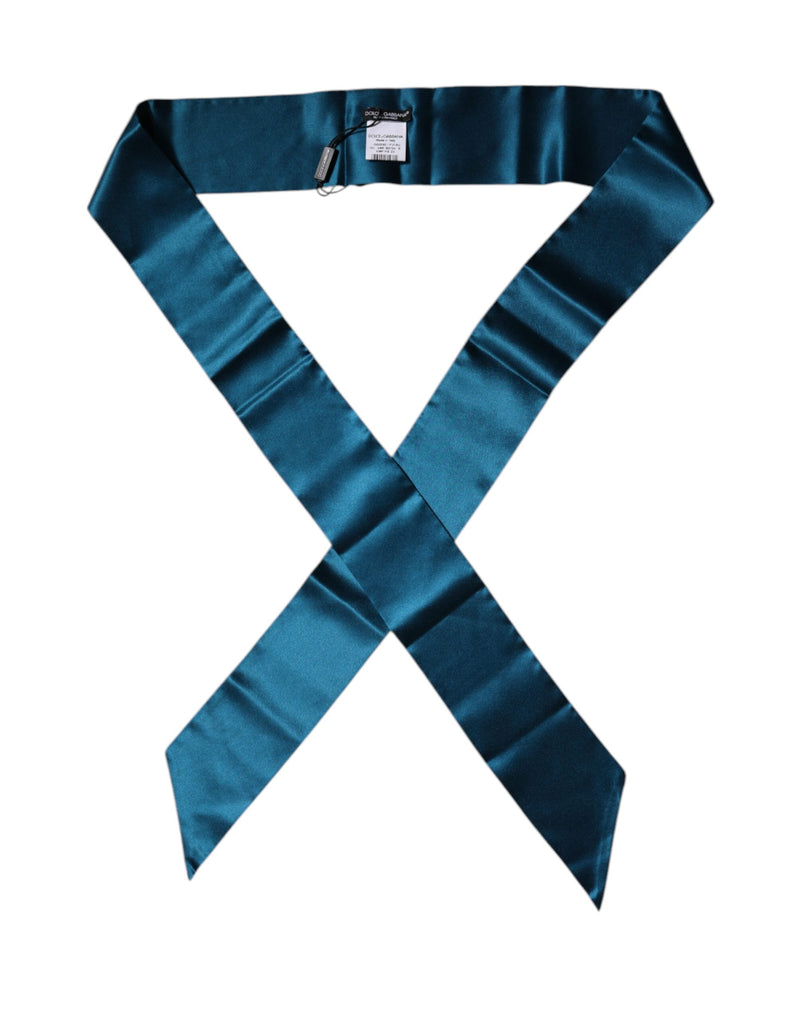Dark Green Satin Silk Skinny Foulard Scarf-Dolce & Gabbana-LabelTerrace.com