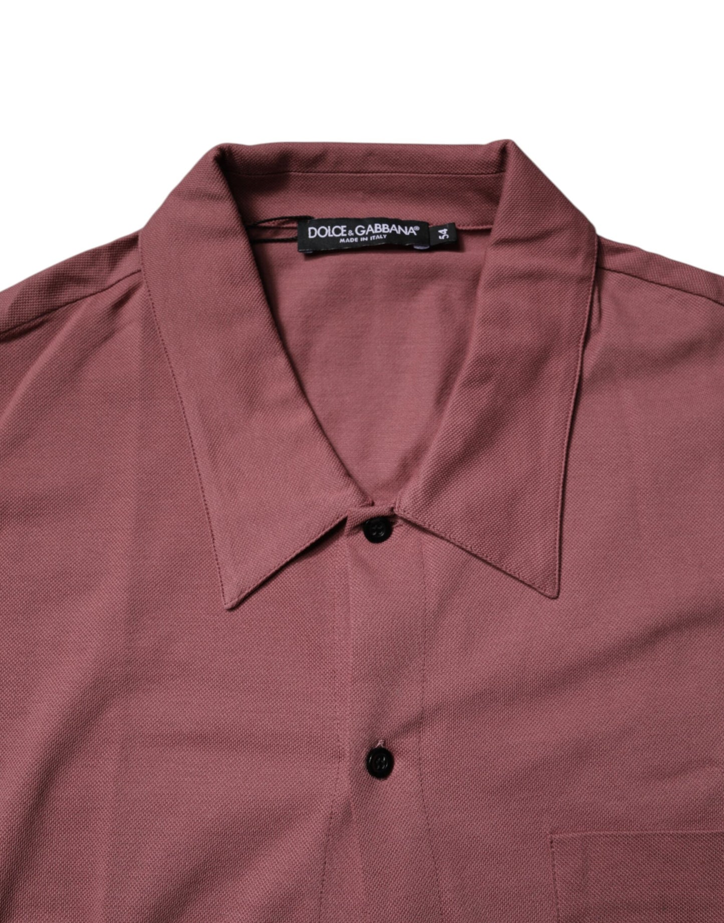 Dark Pink Button Down Casual Polo Men Shirt-Dolce & Gabbana-LabelTerrace.com