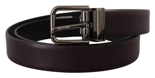 Dark Purple Leather Box Borchia Metal Buckle Belt-Dolce & Gabbana-LabelTerrace.com