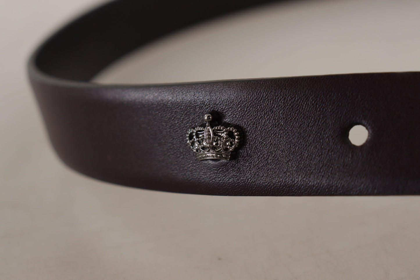Dark Purple Leather Box Borchia Metal Buckle Belt-Dolce & Gabbana-LabelTerrace.com