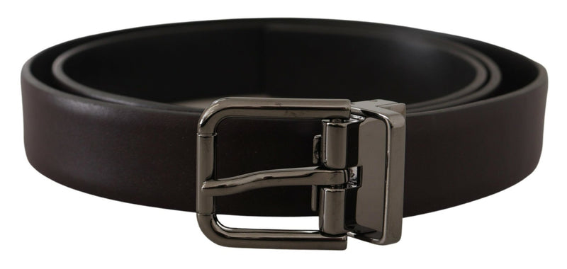 Dark Purple Leather Box Borchia Metal Buckle Belt-Dolce & Gabbana-LabelTerrace.com
