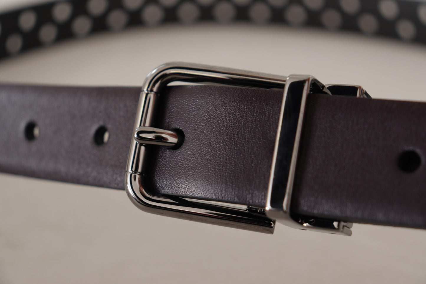 Dark Purple Perforated Leather Metal Buckle Belt-Dolce & Gabbana-LabelTerrace.com