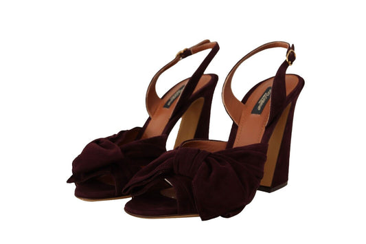 Dark Purple Suede Ankle Strap Sandals Shoes-Dolce & Gabbana-LabelTerrace.com