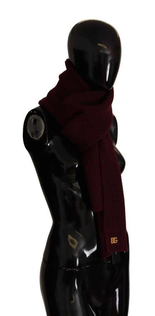 Dark Red Cashmere Logo Wrap Shawl Knitted Scarf-Dolce & Gabbana-LabelTerrace.com
