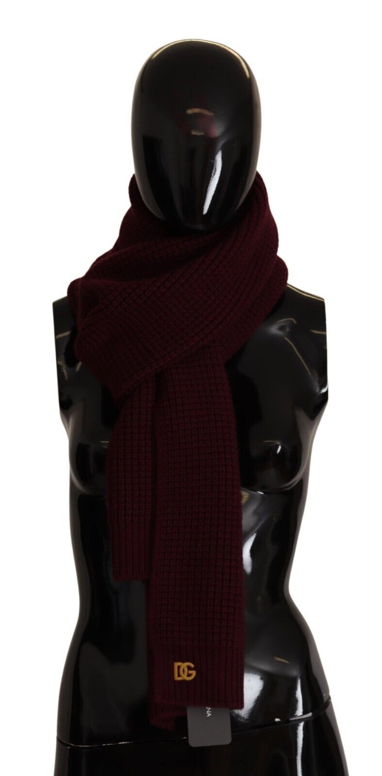 Dark Red Cashmere Logo Wrap Shawl Knitted Scarf-Dolce & Gabbana-LabelTerrace.com