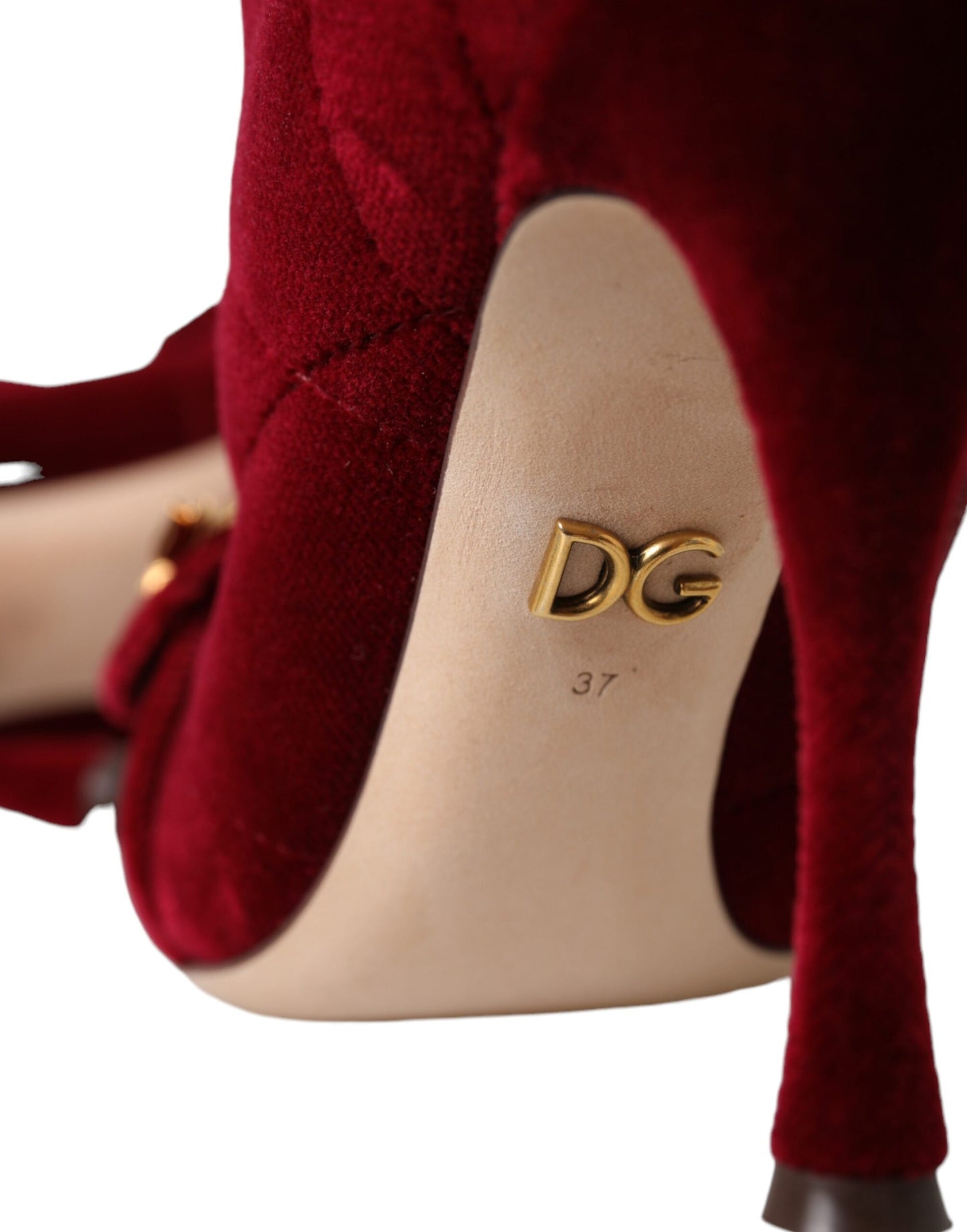 Dark Red Velvet Devotion Buckle Boots Shoes-Dolce & Gabbana-LabelTerrace.com