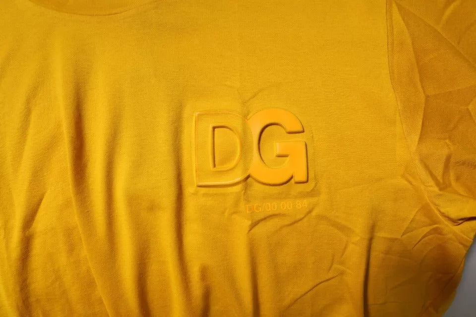 Dark Yellow Logo Cotton Men Crew Neck T-shirt-Dolce & Gabbana-LabelTerrace.com