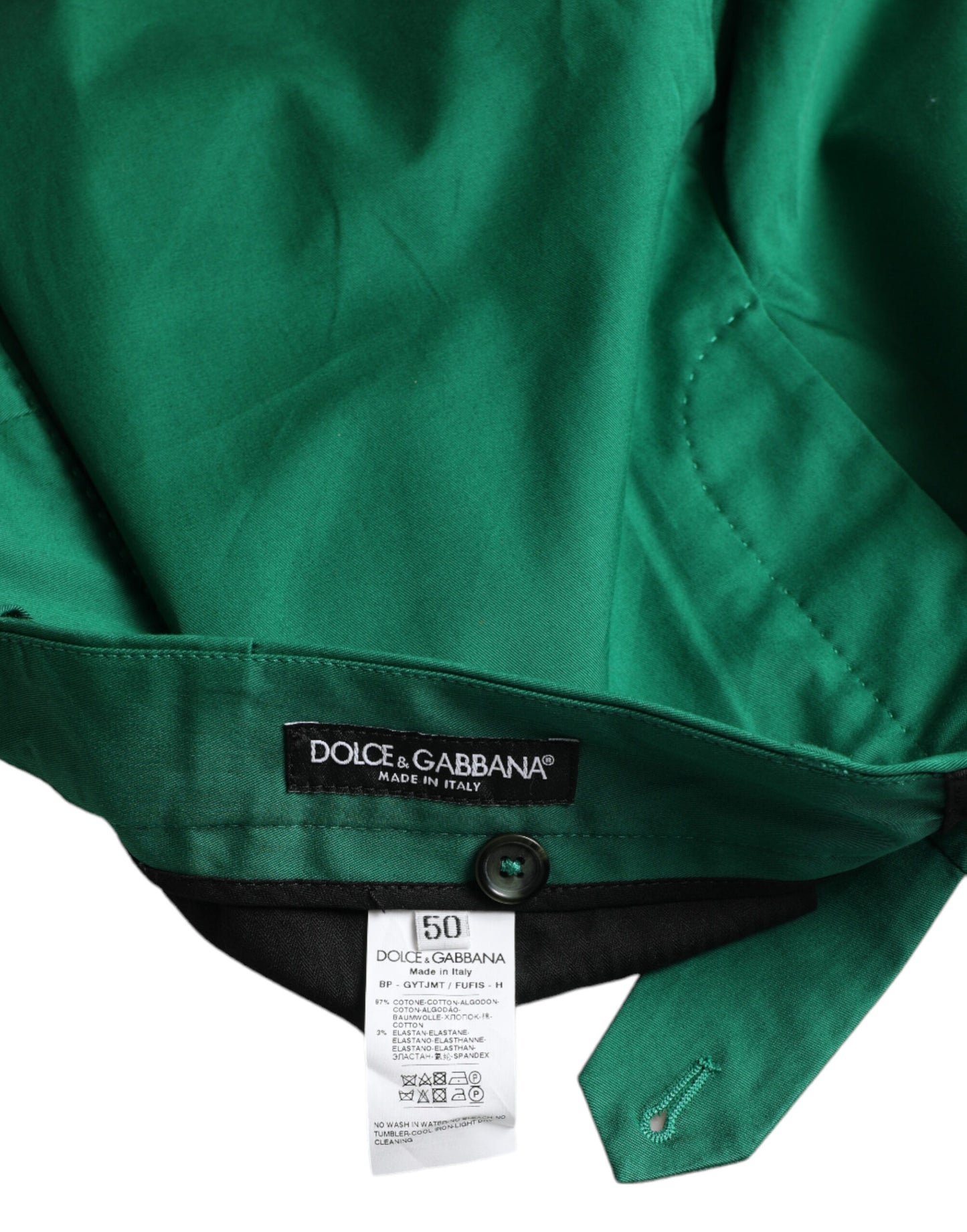 Deep Green Cotton Stretch Men Bermuda Shorts-Dolce & Gabbana-LabelTerrace.com