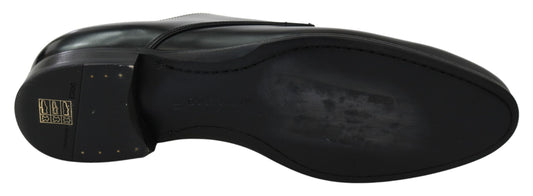 Derby Napoli Black Leather Dress Formal Shoes-Dolce & Gabbana-LabelTerrace.com
