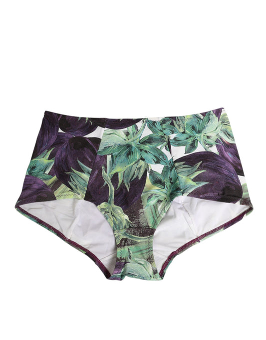 Eggplant Print High-Waist Briefs Underwear-Dolce & Gabbana-LabelTerrace.com