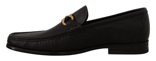 Elegant Black Calf Leather Loafers-Salvatore Ferragamo-LabelTerrace.com