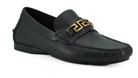 Elegant Black Calf Leather Men's Loafers-Versace-LabelTerrace.com