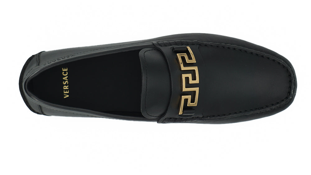 Elegant Black Calf Leather Men's Loafers-Versace-LabelTerrace.com