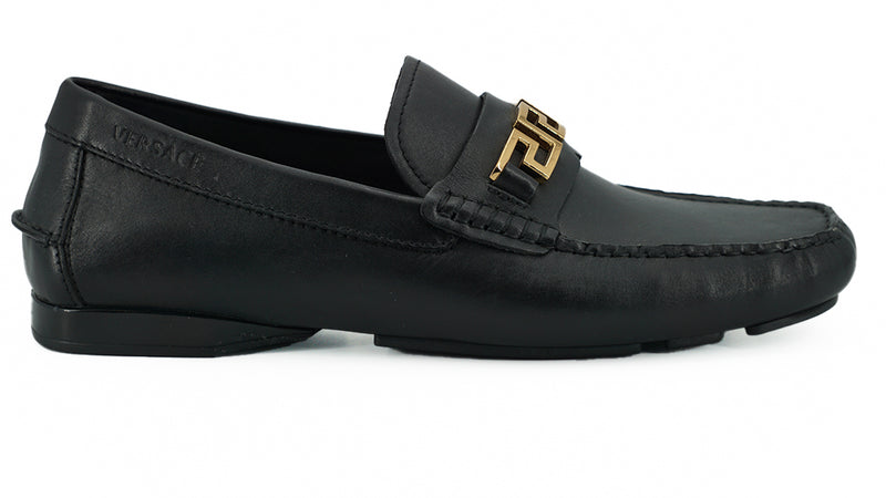 Elegant Black Calf Leather Men's Loafers-Versace-LabelTerrace.com