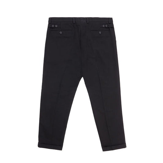Elegant Black Cotton Pants for Men-Dolce & Gabbana-LabelTerrace.com