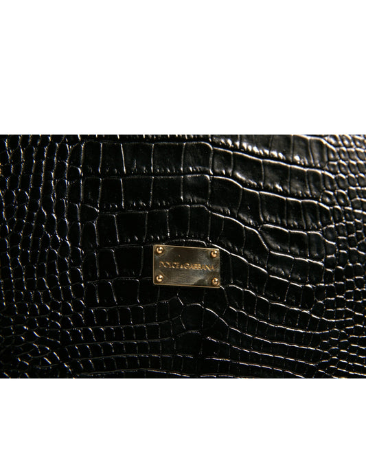 Elegant Black Leather Logo Plaque Holder Catalogue Case-Dolce & Gabbana-LabelTerrace.com