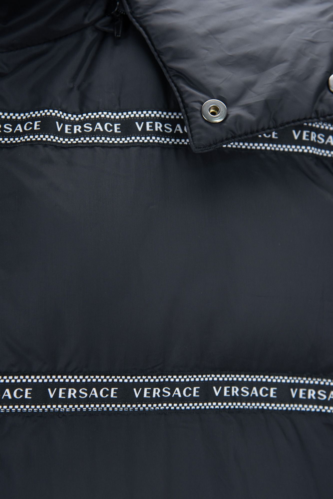 Elegant Black Logo Band Vest with Detachable Hood-Versace-LabelTerrace.com