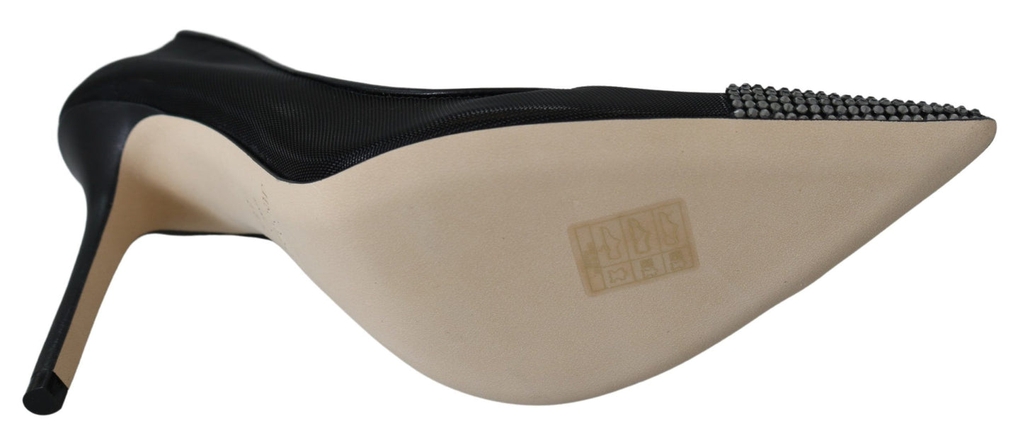 Elegant Black Mesh Crystal Pumps-Jimmy Choo-LabelTerrace.com