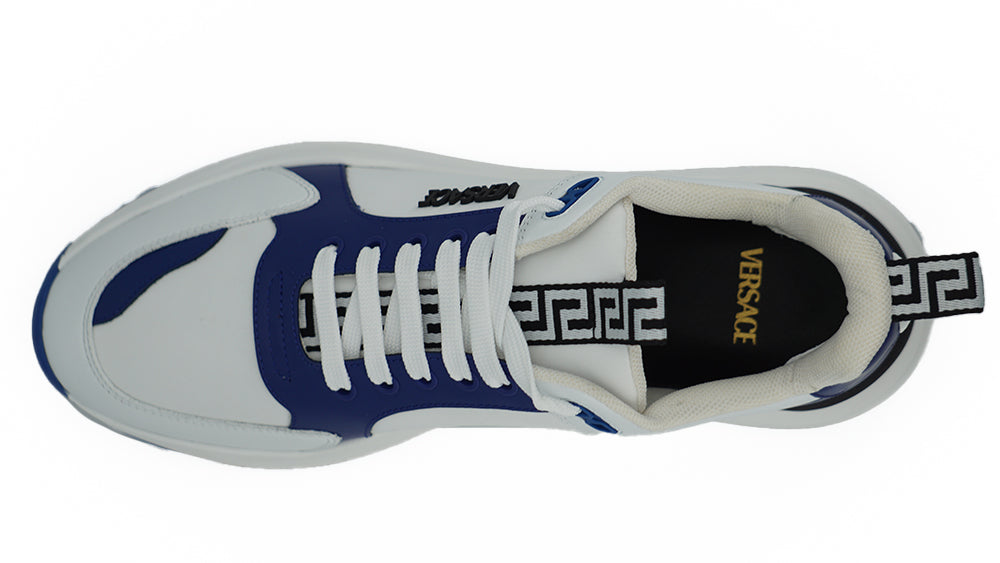 Elegant Blue and White Leather Sneakers-Versace-LabelTerrace.com