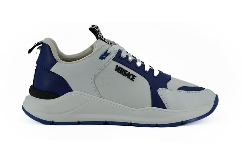 Elegant Blue and White Leather Sneakers-Versace-LabelTerrace.com