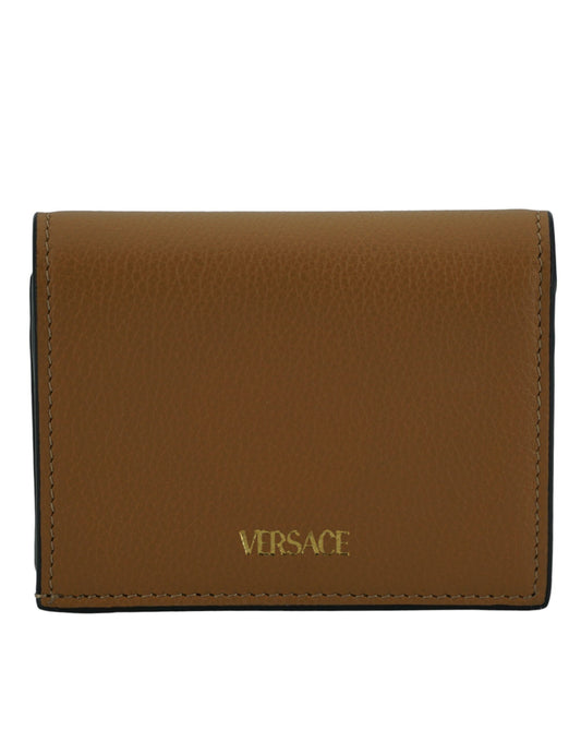 Elegant Compact Leather Wallet in Brown-Versace-LabelTerrace.com