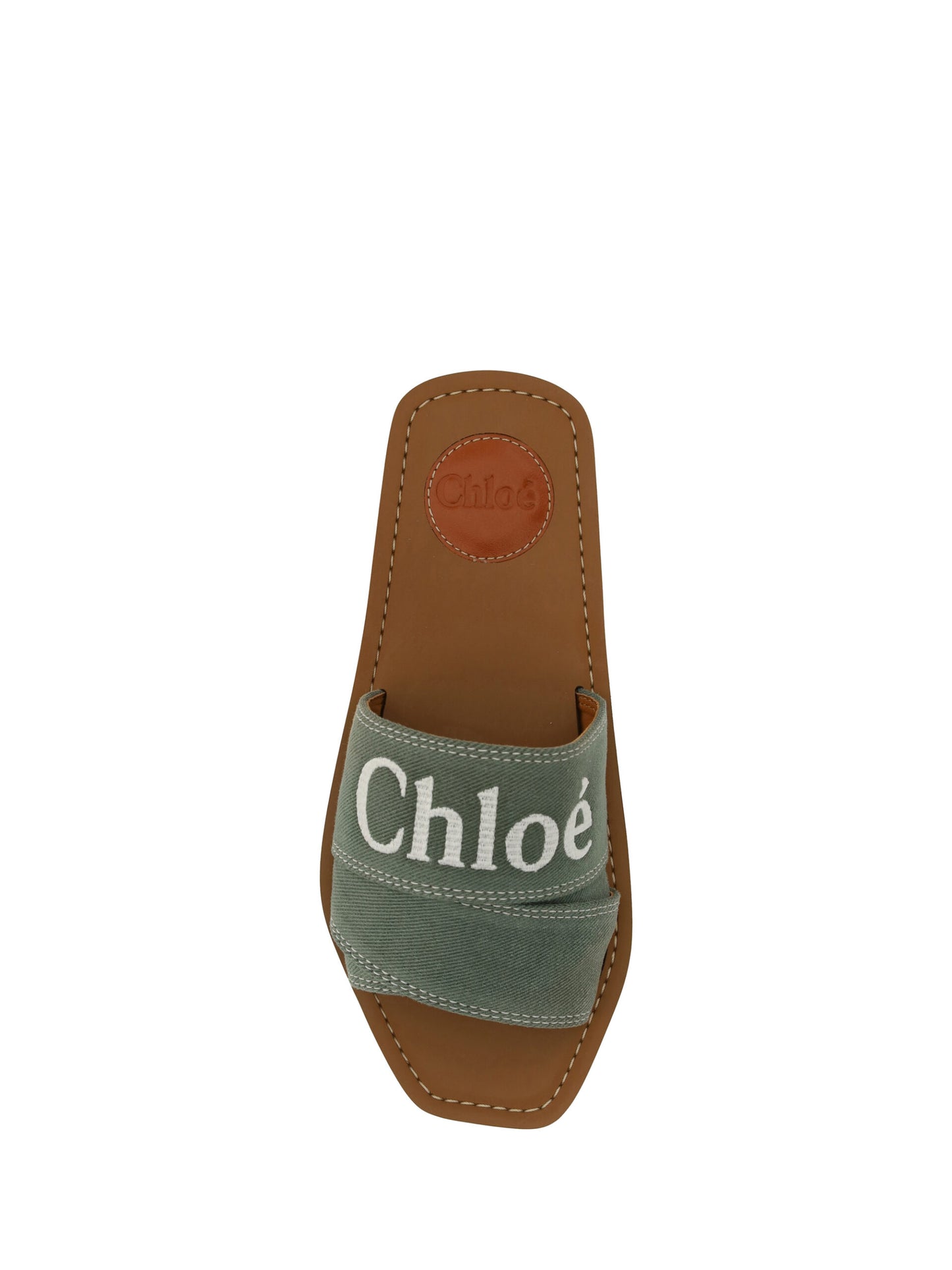 Elegant Forest Green Cotton Slides-Chloé-LabelTerrace.com