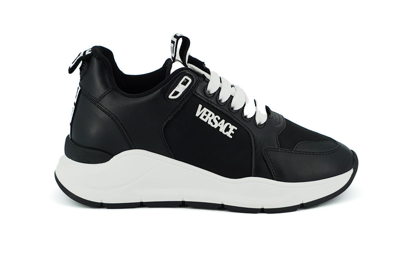 Elegant Monochrome Leather Sneakers-Versace-LabelTerrace.com