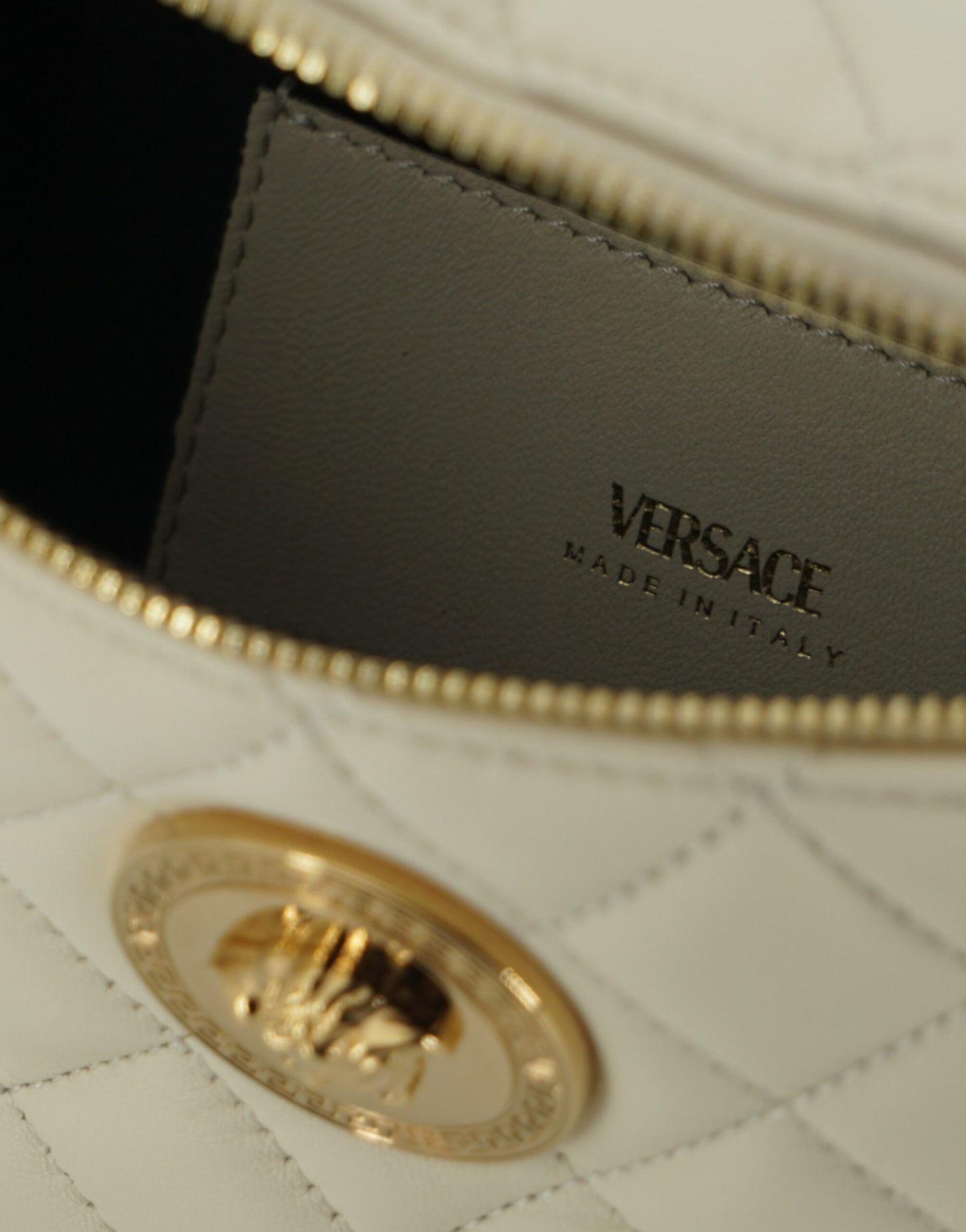 Elegant White Lamb Leather Belt Bag-Versace-LabelTerrace.com