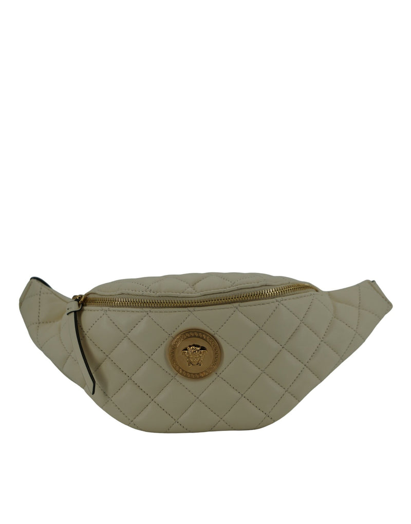 Elegant White Lamb Leather Belt Bag-Versace-LabelTerrace.com