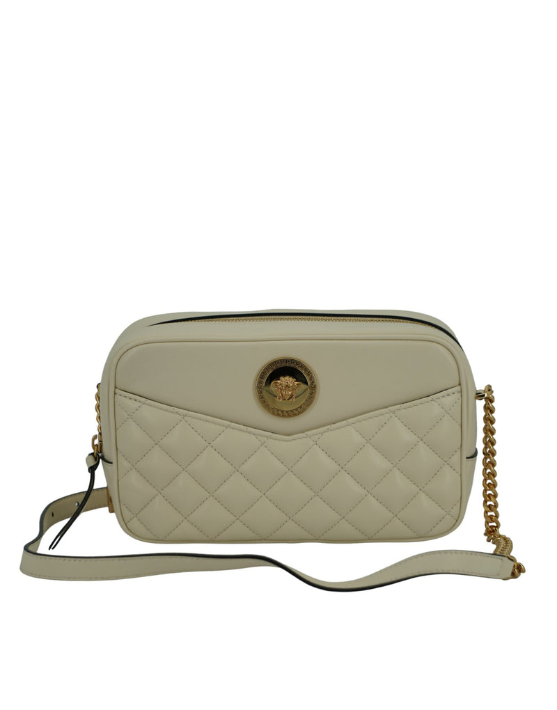 Elegant White Leather Camera Shoulder Bag-Versace-LabelTerrace.com